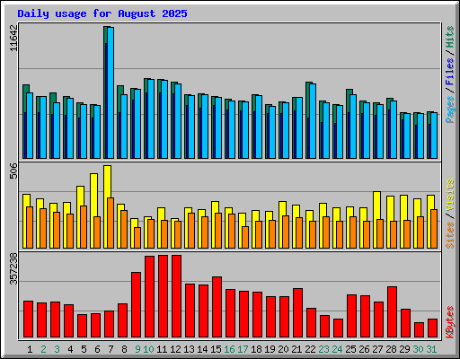 Daily usage for August 2025